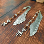 Vintage Deer Bookmark with Brown Agate