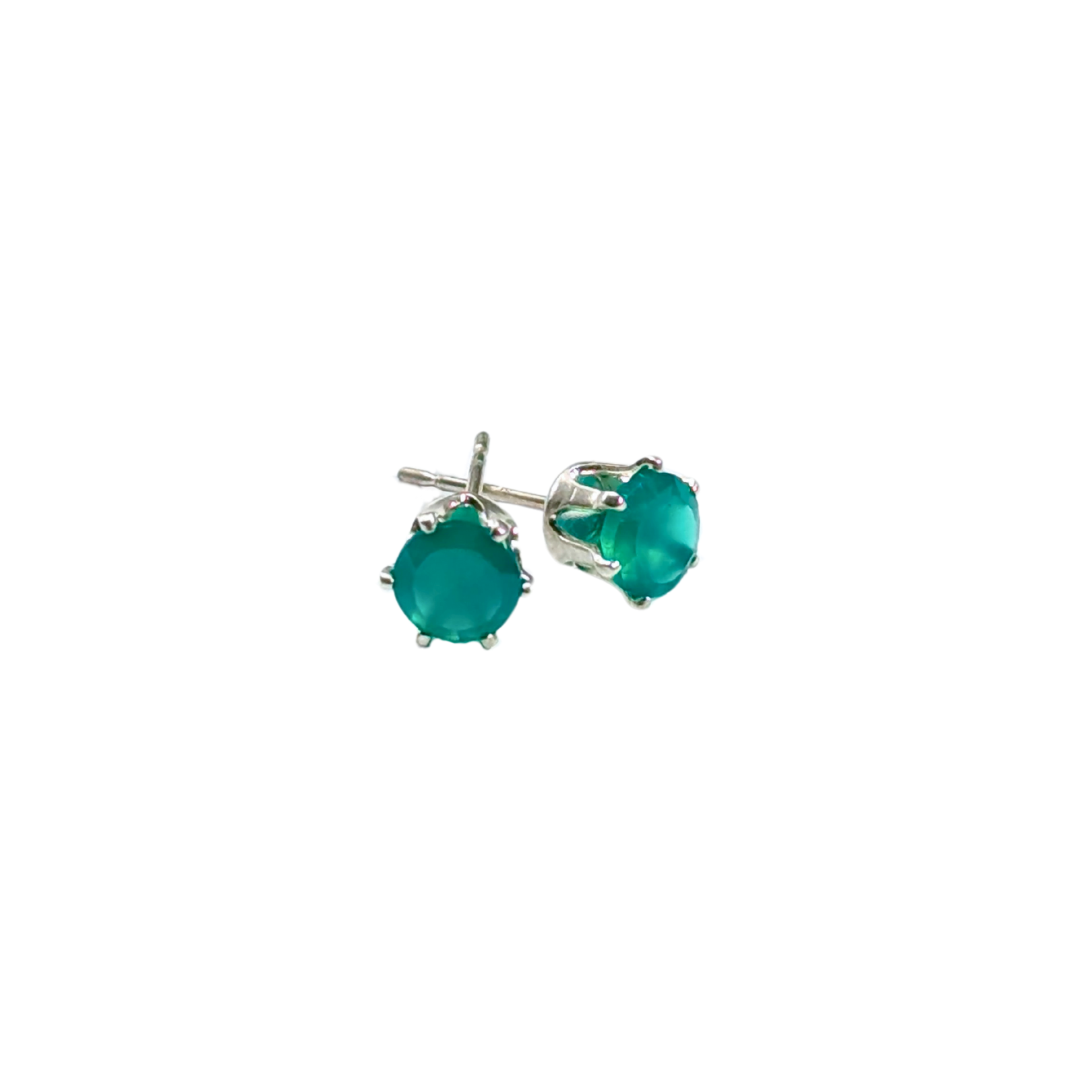 Midnight Sea Studs Green Onyx Amethyst Iolite 5mm Faceted Aqua Chalcedony Silver Siren Mermaid