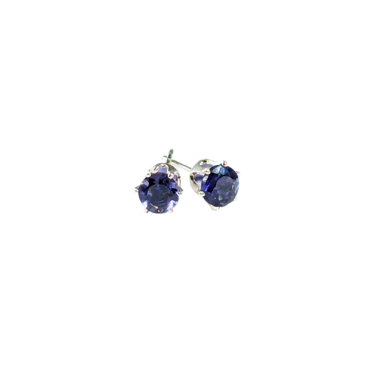 Midnight Sea Studs Green Onyx Amethyst Iolite 5mm Faceted Aqua Chalcedony Silver Siren Mermaid