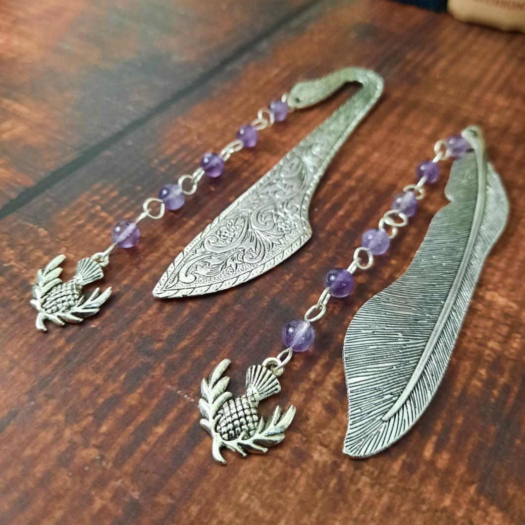 Vintage Thistle Bookmark with Amethyst